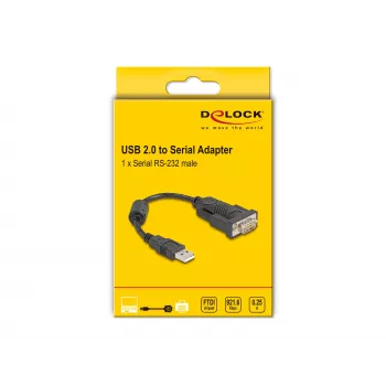 DeLOCK 61549 sériový kábel čierny 0,25 m USB Type-A RS-232