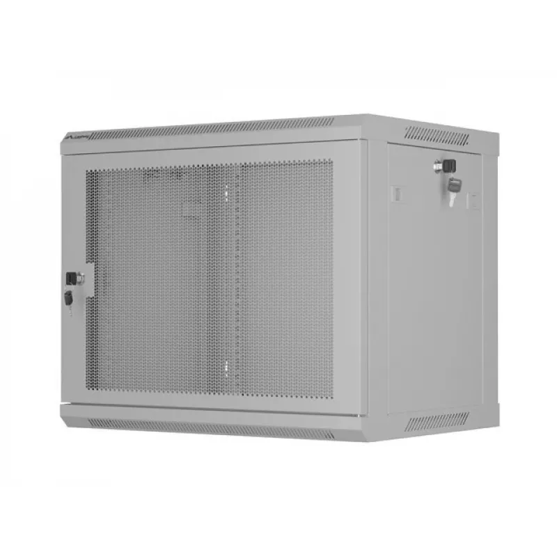 19 9U 600X 450 sivý nástenný rack skriňa perforovaná