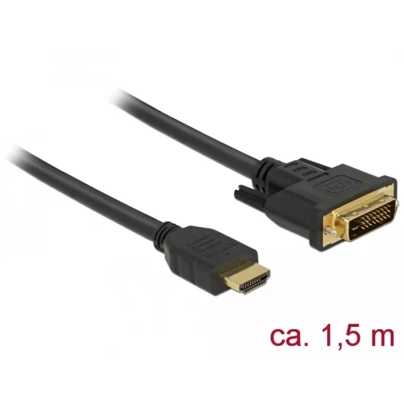 Video kábel adaptér DeLOCK 85653 1,5m HDMI Type-A DVI čierny