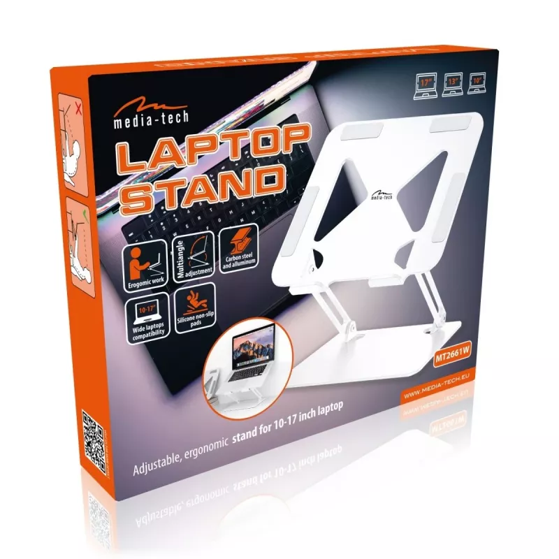 MEDIA-TECH stojan na notebook – stojan na notebook MT2661W (biela)