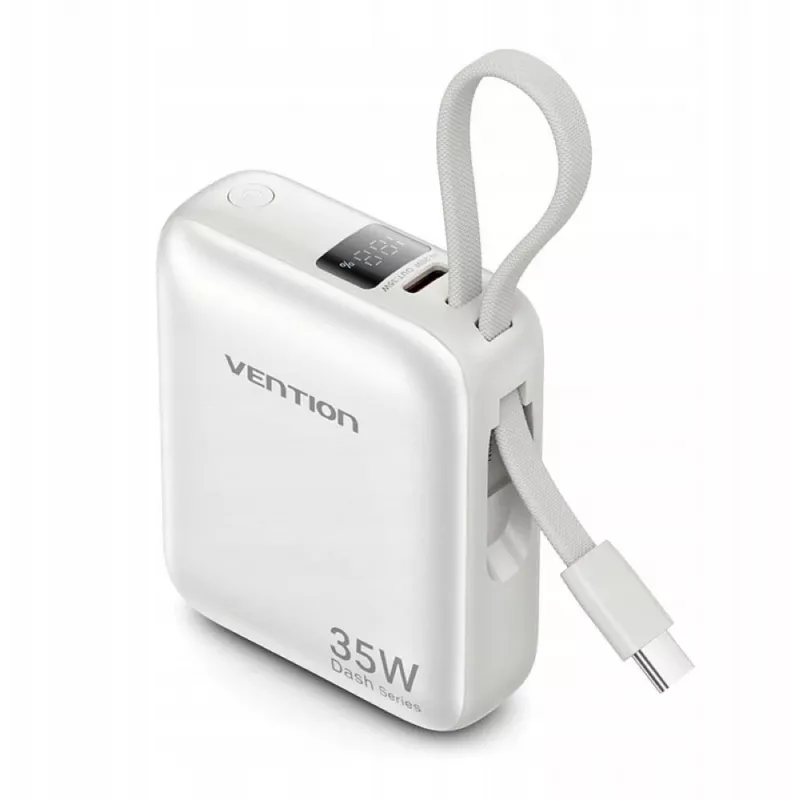 Vention FHEN0 Powerbanka, 10000 mAh, 35 W, vstavaný kábel USB-C, béžová