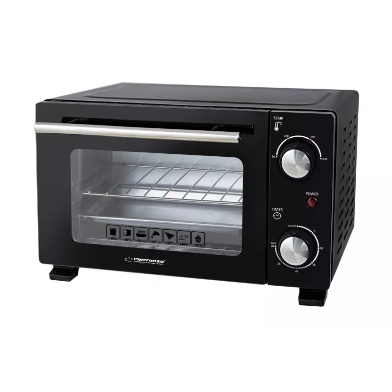 Esperanza EKO007N Calzone mini rúra, 10 l, 800 W, čierna