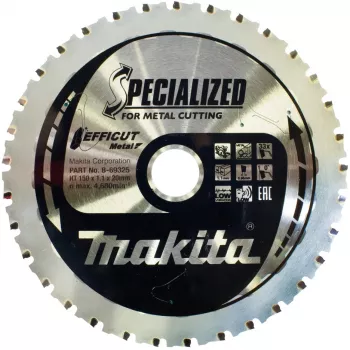 Makita Specialized EFFICUT – kotúč na okružnú pílu – na drevo, kov, hliník – 150 mm – 33 zubov – pre Makita DCS553, DCS553RTJ, LXT DCS553Z
