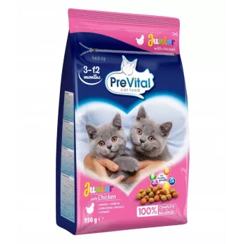 Suché krmivo pre mačky PREVITAL Junior kurča 950 g — granule pre mačiatka, 35 % bielkovín, 12 % tuku