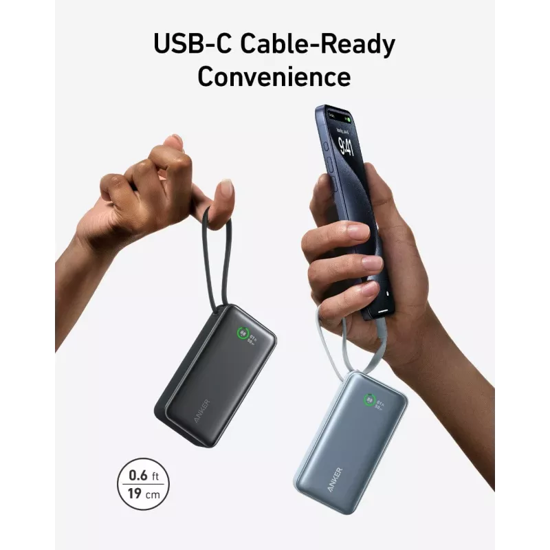 Powerbank 545 NANO 30W 10000mAh s integrovaným USB-C káblom, čierny