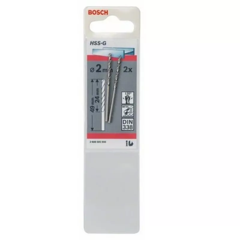 Bosch 2 608 585 908 špirálové vrtáky do kovu HSS-G, 2,0x24x49 mm, 2 ks