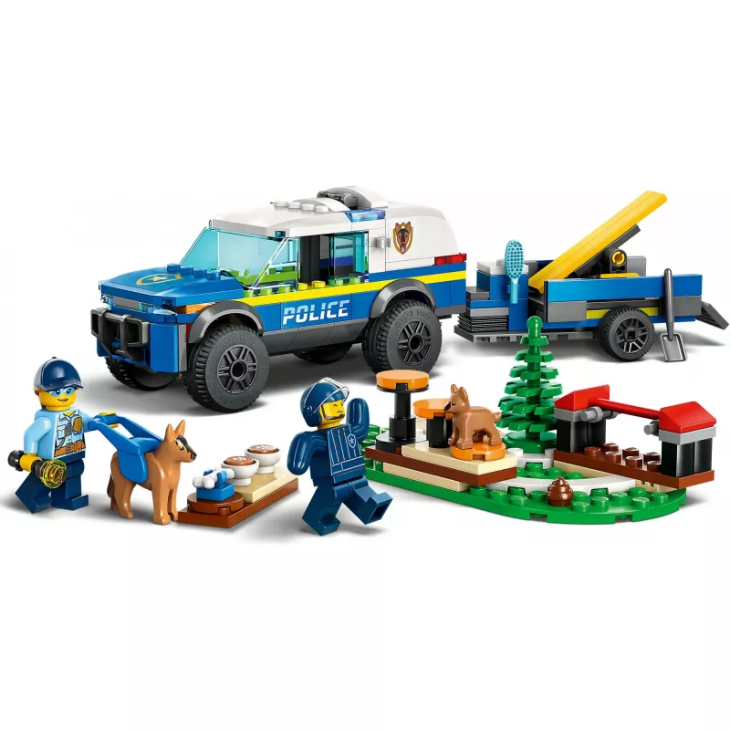 LEGO mobilná súprava na výcvik policajných psov s policajným psom a výcvikovým vybavením