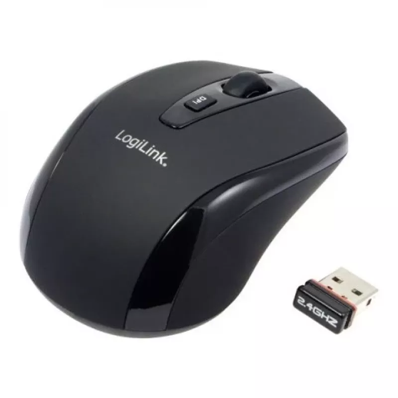 LogiLink myš optická bezdrôtová 2,4 GHz Mini - myš - optická - 3 tlačidlá - bezdrôtová - 2,4 GHz - bezdrôtový prijímač (USB) - čierna (ID0031)