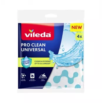 Čistiaca utierka VILEDA Pro Clean 179370 — univerzálna utierka s enzýmovou úpravou, na mokré použitie, balenie 4 ks