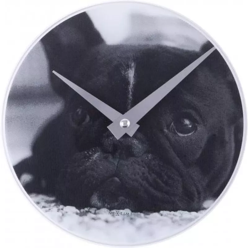 NeXtime hodiny 5173 Little Dog, Ø20 cm, nástenné, čierne