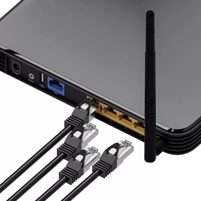 LAN patch kábel Extralink Cat5e FTP 5 m, medený krútený pár, RJ-45–RJ-45, čierny