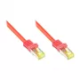 RJ45 patch kábel s Cat.7 káblom a ochranou západky (RNS®), S/FTP, PiMF, bezhalogénový, 600MHz, OFC, červený, 0,5m, Good Connections® (8070R-005R)