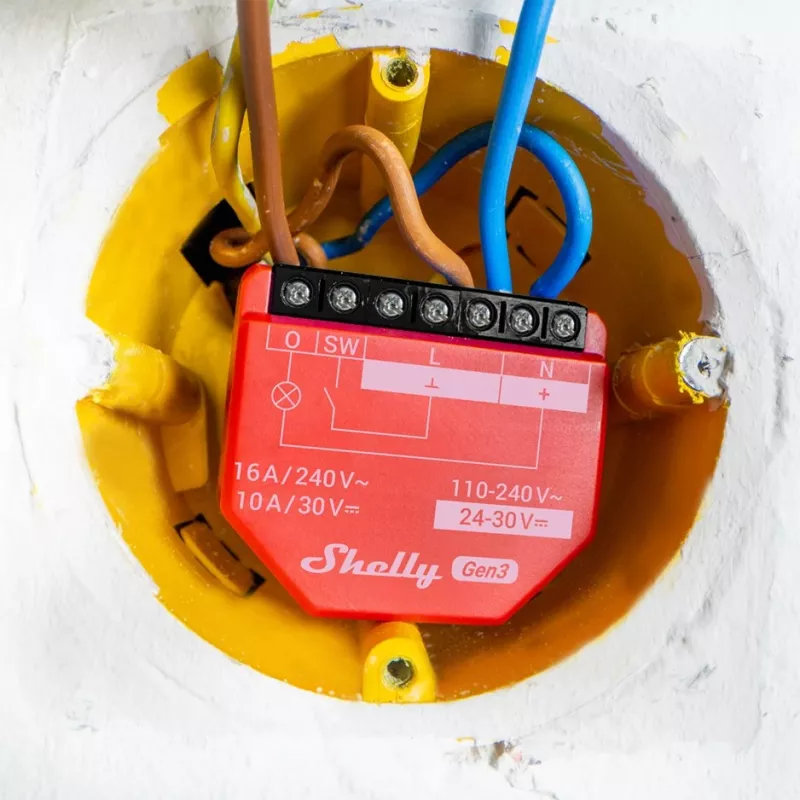 Shelly 1PM Gen3 relé Wi-Fi/Bluetooth, 16 A, s meraním výkonu