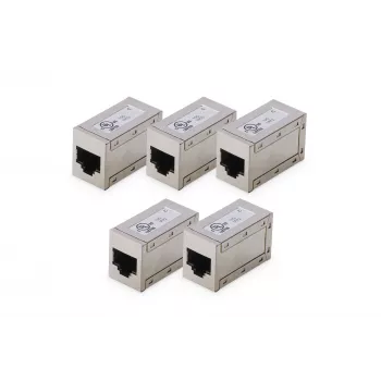DIGITUS CAT 6 modulárne spojky, tienené, 5 kusov, RJ-45, zlaté kontakty, Strieborná