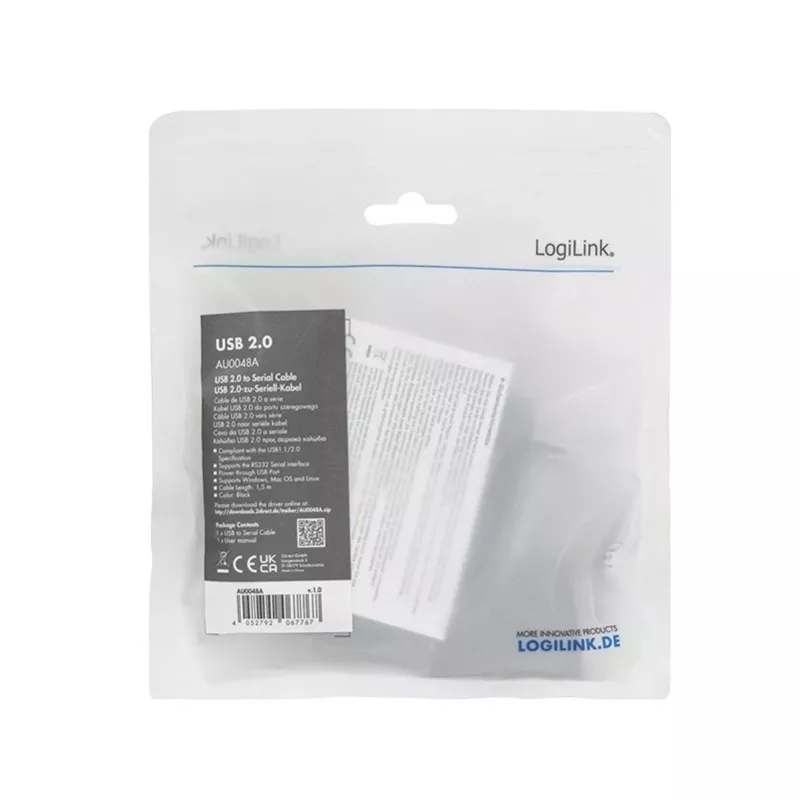 LogiLink AU0048A sériový kábel čierny 1,5 m USB A DB-9