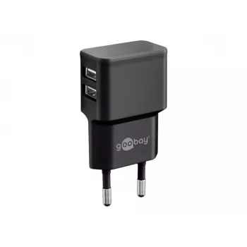 Wentronic goobay duálna USB nabíjačka - napájací zdroj - 12 wattov - 2,4 A - 2 výstupné konektory (USB) - čierna (44951)