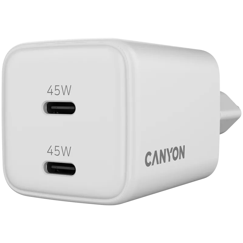 Nabíjačka Canyon CU45CC GaN 45 W 2xPD, biela (CNS-CUW45CC)