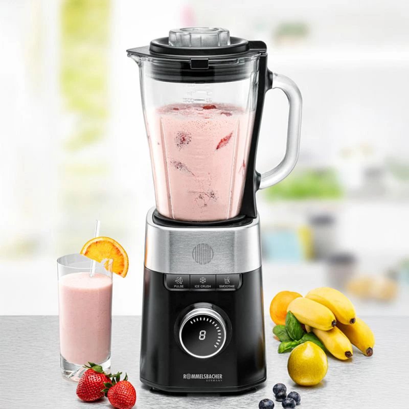 Kuchynský mixér Rommelsbacher MX 1260 — 1200 W, 1,5 L, čierna/nerez
