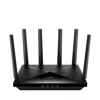 Cudy WR6500H stolný WLAN router — Dual-Band 2,4/5 GHz, Wi‑Fi 7 (802.11be), 5765 Mbit/s, 2,5GbE LAN, 5x RJ-45, 3x3 antény, čierna