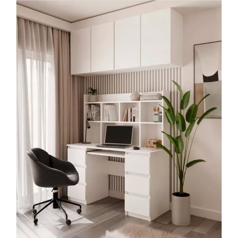 KUBA písací stôl set + Extension Piece, biely