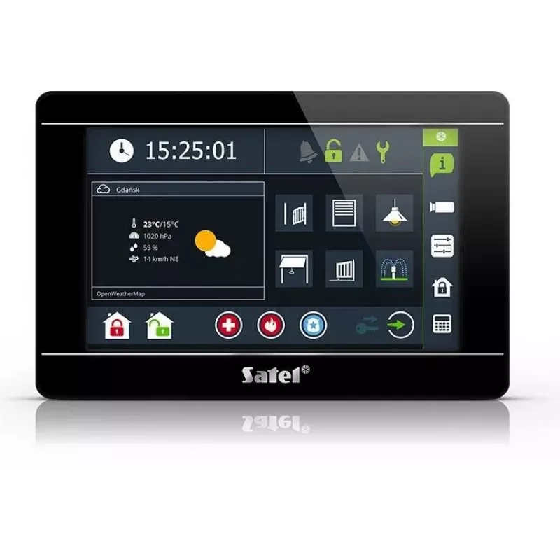 Dotykový ovládací panel SATEL INT-TSI-B 7-palcový LCD nástenný panel pre bezpečnostné systémy