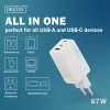 Nástenná nabíjačka DIGITUS DA-10303 67W GaN, 2× USB-C + 1× USB-A, 100–240V, biela