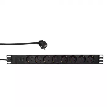 LogiLink – rozvod napájania (do racku) – 3500 Watt – vstup CEE 7/7 – výstupné konektory: 8 (2 x USB, 8 x CEE 7/7) – 1U – 4