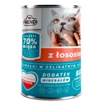 FRENDI s lososovými kúskami v jemnej omáčke – mokré krmivo pre mačky – 400 g