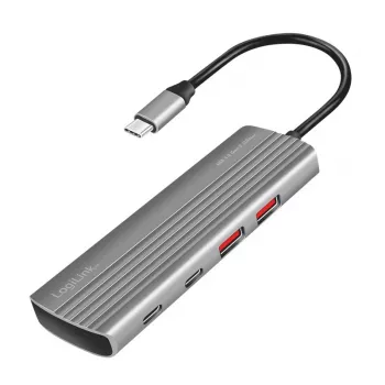 LogiLink USB 3.2 Gen2 hub 7+1-port 2x USB-A 5x USB-C PD 100W hliník