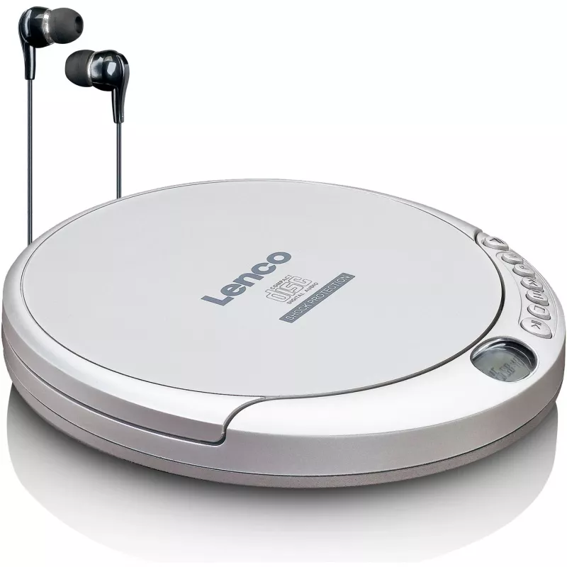 Lenco CD-201SI prenosný CD prehrávač s funkciou audiokníh a nabíjania, strieborná