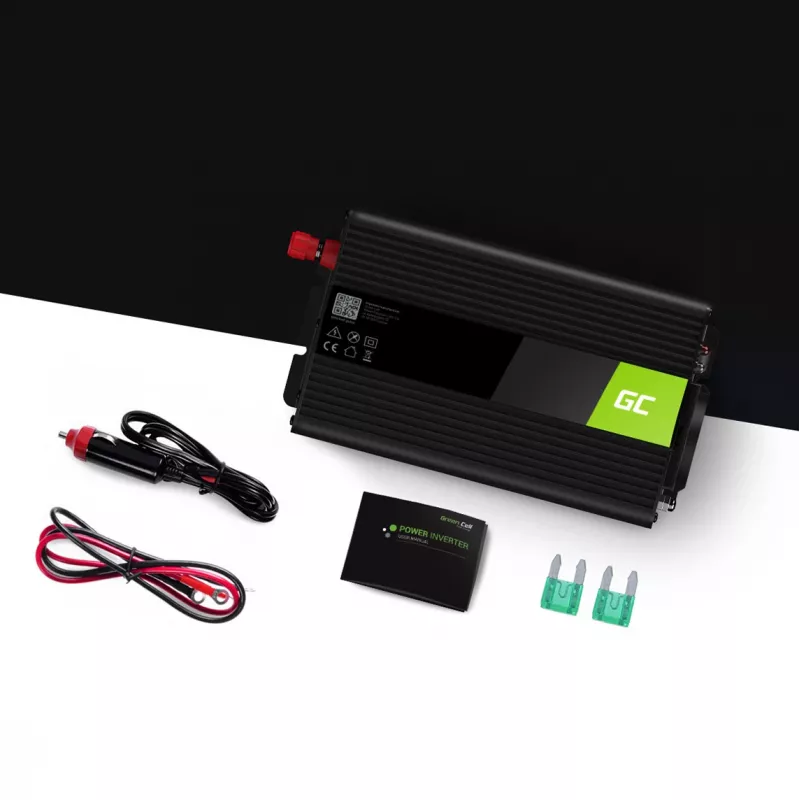 Menič napätia Green Cell INV14 300W DC 24V na 230V s USB, zásuvka typu E, aktívne chladenie