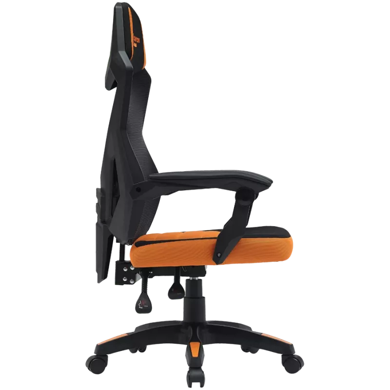 Herná stolička CANYON Wave MCH02 — mesh operadlo, ergonomický dizajn, čierna/oranžová