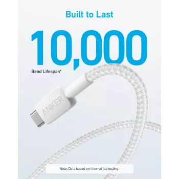 USB-A na USB-C kábel Anker A81H5G21 — 0,9 m, biela