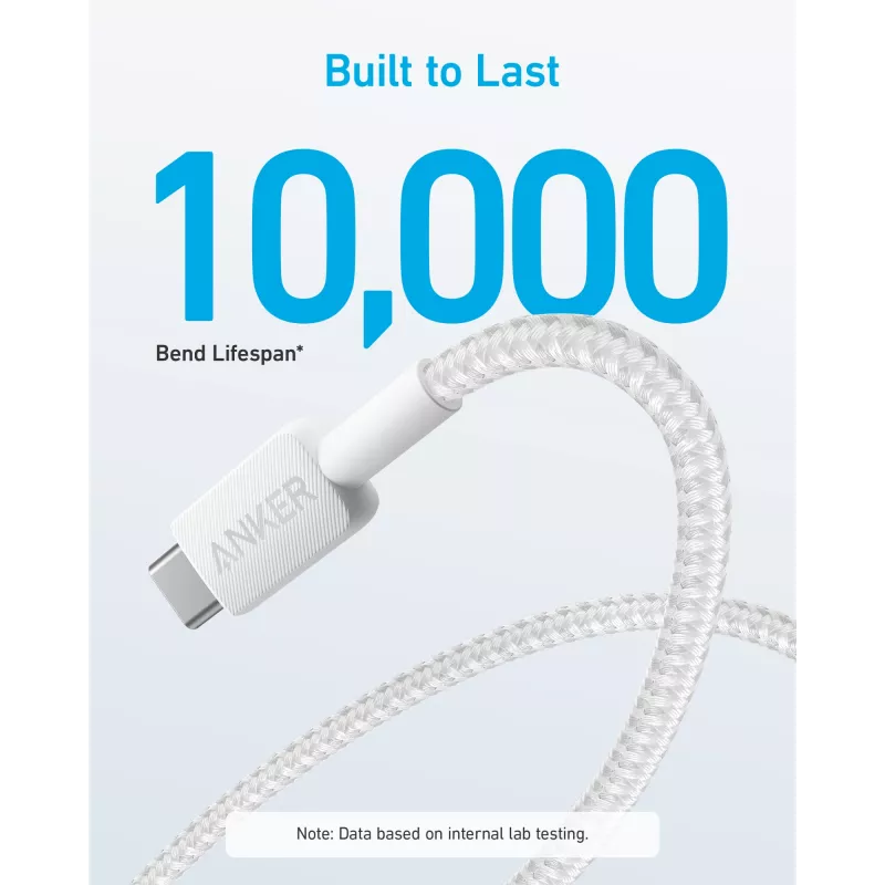 USB-A na USB-C kábel Anker A81H5G21 — 0,9 m, biely