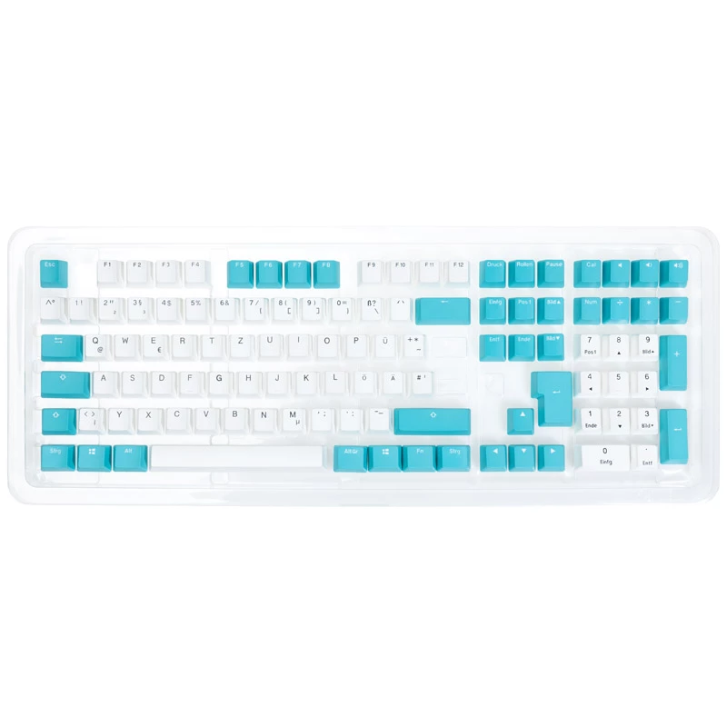 Ducky sada klávesových krytiek, PBT, ISO (DE) - biela/modrá
