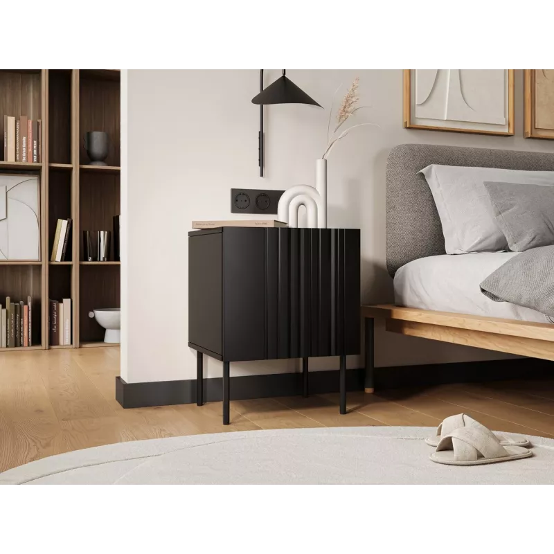 Sada nočných stolíkov 2 ks Cama Meble ISLA 44,5×40×59 cm čierna matná MDF/drevotrieska