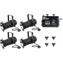 Eurolite Sada 4x PAR-30 Spot čierna dim2warm + EDX-4 DMX RDM LED Dimmer Pack