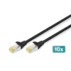Prepojovací kábel DIGITUS CAT 6A S/FTP DK-1644-A-020-BL-10, 2 m, čierny, 10 ks