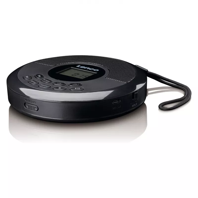 Prenosný CD prehrávač Lenco CD-340BK — čierna, prenosný dizajn