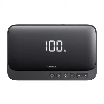 Prenosná nabíjačka Baseus Super Energy 6000 mAh – štartovacia pomoc, LiPo 6000 mAh, 300 A štartovací prúd, 150 PSI, integrovaný displej a baterka, USB-C + USB-A, čierna