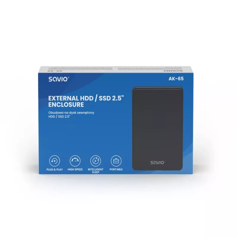 Puzdro na pevný disk/SSD SAVIO AK-65 čierne 2,5 inch SATA USB 3.0 5 Gbit/s Micro-USB