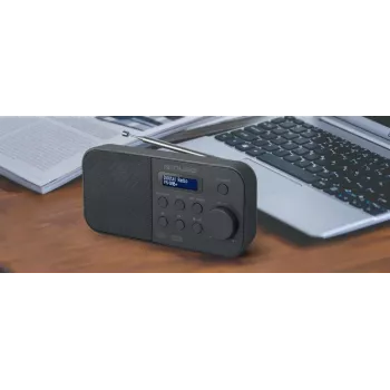 Prenosné rádio muse M-109 DB — DAB+ / FM (87,5–108 MHz), PLL tuner, LCD, batéria/sieť, čierna