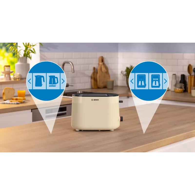 Bosch hriankovač | TAT2M127 MyMoment | výkon 950 W | počet štrbín 2 | materiál tela plast | béžová
