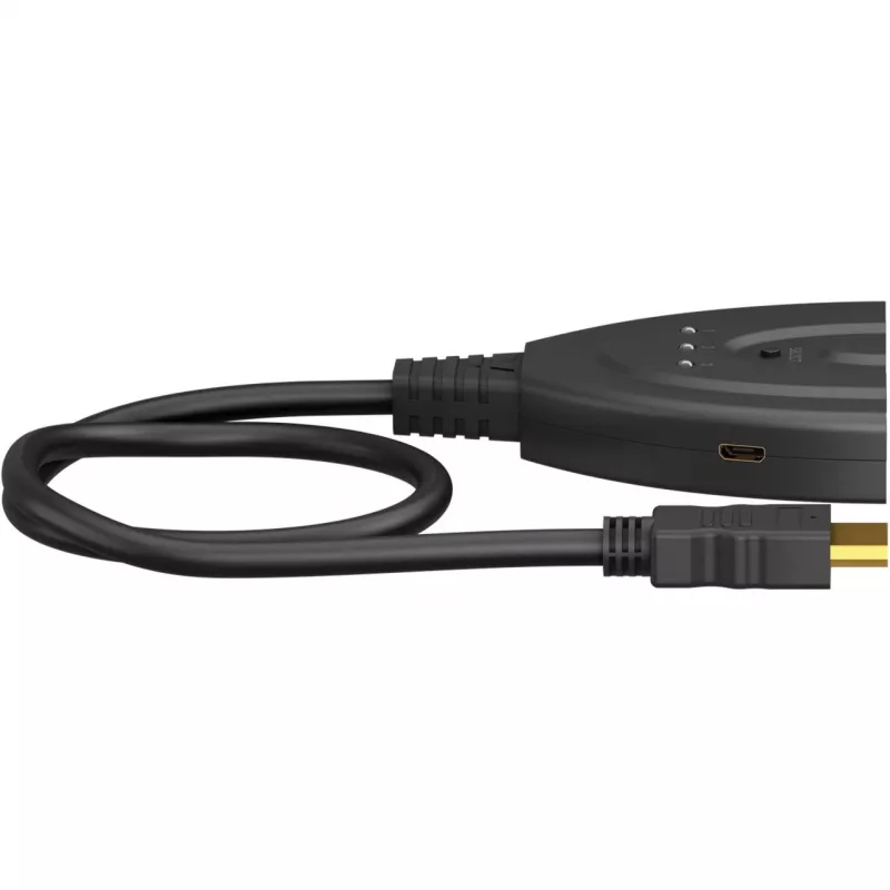 HDMI prepínač 3 to 1 (4K @ 60Hz), HDMI switch (čierna, 55cm kábel)