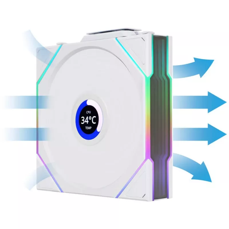 Lian Li UNI FAN TL Wireless LCD 120 White — 120mm PWM ventilátor s bezdrôtovým LCD ovládačom
