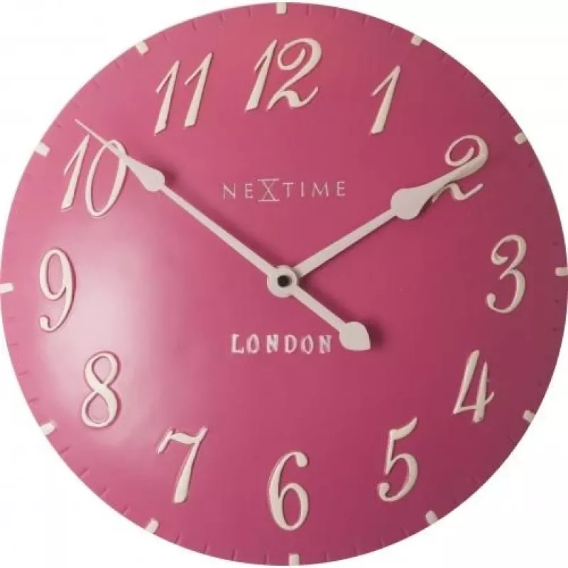 NeXtime hodiny 3084rz London Arabic, Ø34,5 cm, nástenné, ružová/biela