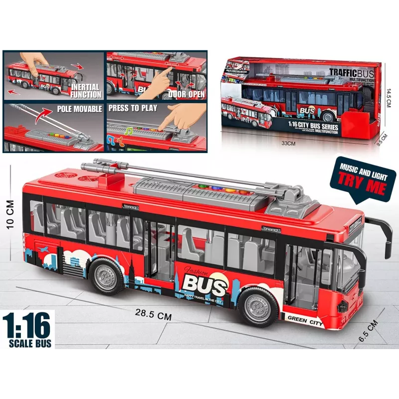 Hračkársky autobus so svetlami, zvukom a otváracími dverami Madej model 012865