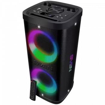 Prenosný reproduktor SVEN PS-930, čierny, výstupný výkon 2x75W (RMS), TWS, Bluetooth, FM, USB, microSD, LED displej, lítiová batéria