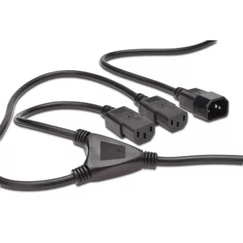 Digitus ASSMANN - rozbočovač napájania (250 V striedavý) - IEC 320 EN 60320 C14 - IEC 320 EN 60320 C13 - 1.7 m - tvarovaný - čierny (AK-440400-017-S)