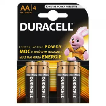 Duracell Plus AA/LR6 alkalické batérie, balenie 4 ks